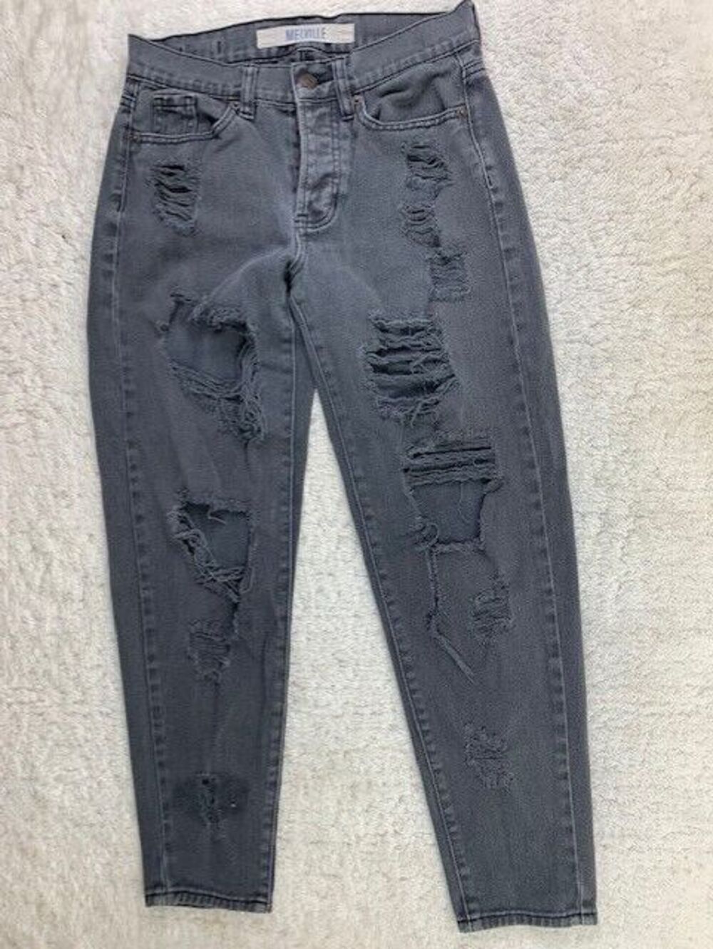 Melville Size 24 Womens Jeans Cotton Distressed Tapered Ankle Jeans Gray